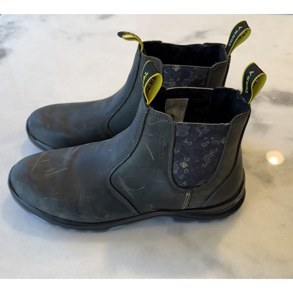 Terra Chelsea Work Boots Men 11 Dark Gray Leather ASTM F2892-18 EH Slip-On Camo